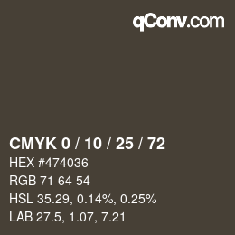 Color code: CMYK 0 / 10 / 25 / 72 | qconv.com