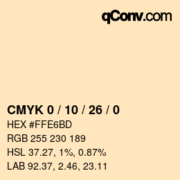 Color code: CMYK 0 / 10 / 26 / 0 | qconv.com