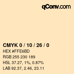 カラーコード: CMYK 0 / 10 / 26 / 0 | qconv.com