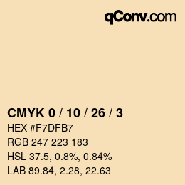 カラーコード: CMYK 0 / 10 / 26 / 3 | qconv.com
