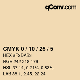 Code couleur: CMYK 0 / 10 / 26 / 5 | qconv.com