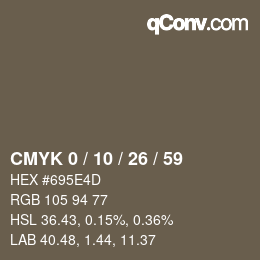 カラーコード: CMYK 0 / 10 / 26 / 59 | qconv.com