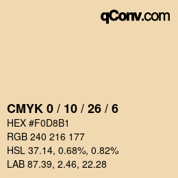カラーコード: CMYK 0 / 10 / 26 / 6 | qconv.com