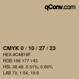 カラーコード: CMYK 0 / 10 / 27 / 23 | qconv.com