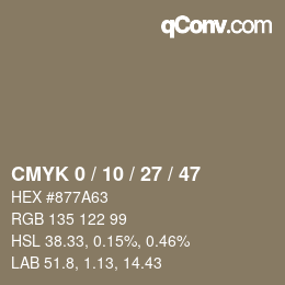 カラーコード: CMYK 0 / 10 / 27 / 47 | qconv.com