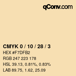 Color code: CMYK 0 / 10 / 28 / 3 | qconv.com