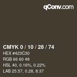 カラーコード: CMYK 0 / 10 / 28 / 74 | qconv.com