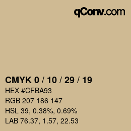 カラーコード: CMYK 0 / 10 / 29 / 19 | qconv.com