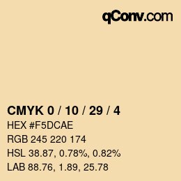 Color code: CMYK 0 / 10 / 29 / 4 | qconv.com