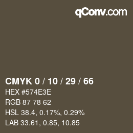 カラーコード: CMYK 0 / 10 / 29 / 66 | qconv.com
