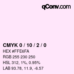 カラーコード: CMYK 0 / 10 / 2 / 0 | qconv.com