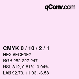 カラーコード: CMYK 0 / 10 / 2 / 1 | qconv.com