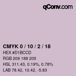 カラーコード: CMYK 0 / 10 / 2 / 18 | qconv.com