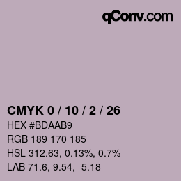 カラーコード: CMYK 0 / 10 / 2 / 26 | qconv.com