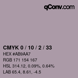 カラーコード: CMYK 0 / 10 / 2 / 33 | qconv.com