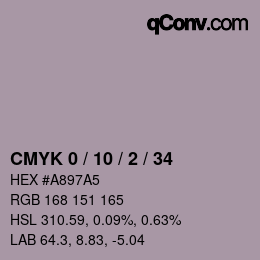 颜色代码: CMYK 0 / 10 / 2 / 34 | qconv.com