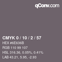 颜色代码: CMYK 0 / 10 / 2 / 57 | qconv.com