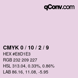 カラーコード: CMYK 0 / 10 / 2 / 9 | qconv.com