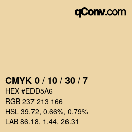 カラーコード: CMYK 0 / 10 / 30 / 7 | qconv.com