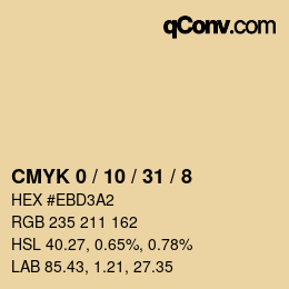 カラーコード: CMYK 0 / 10 / 31 / 8 | qconv.com