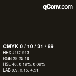 Color code: CMYK 0 / 10 / 31 / 89 | qconv.com