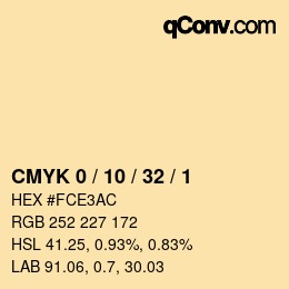 Color code: CMYK 0 / 10 / 32 / 1 | qconv.com