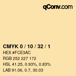 カラーコード: CMYK 0 / 10 / 32 / 1 | qconv.com