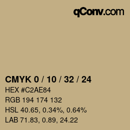 カラーコード: CMYK 0 / 10 / 32 / 24 | qconv.com