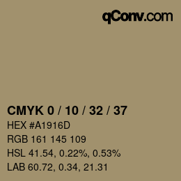 カラーコード: CMYK 0 / 10 / 32 / 37 | qconv.com