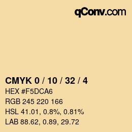 カラーコード: CMYK 0 / 10 / 32 / 4 | qconv.com