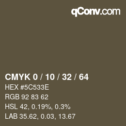 Color code: CMYK 0 / 10 / 32 / 64 | qconv.com