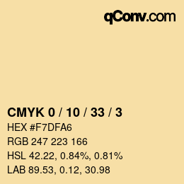 颜色代码: CMYK 0 / 10 / 33 / 3 | qconv.com