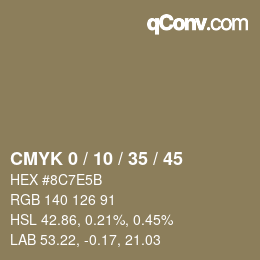 カラーコード: CMYK 0 / 10 / 35 / 45 | qconv.com