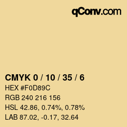 颜色代码: CMYK 0 / 10 / 35 / 6 | qconv.com