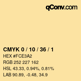 Color code: CMYK 0 / 10 / 36 / 1 | qconv.com