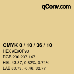 Color code: CMYK 0 / 10 / 36 / 10 | qconv.com