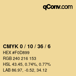 Color code: CMYK 0 / 10 / 36 / 6 | qconv.com