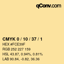 カラーコード: CMYK 0 / 10 / 37 / 1 | qconv.com