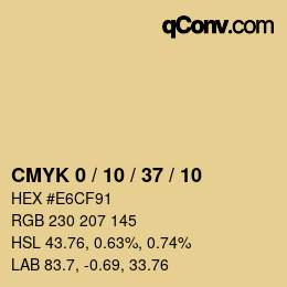 カラーコード: CMYK 0 / 10 / 37 / 10 | qconv.com