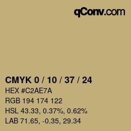 カラーコード: CMYK 0 / 10 / 37 / 24 | qconv.com