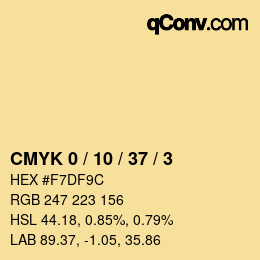 カラーコード: CMYK 0 / 10 / 37 / 3 | qconv.com