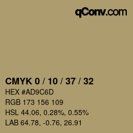 カラーコード: CMYK 0 / 10 / 37 / 32 | qconv.com