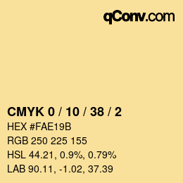 カラーコード: CMYK 0 / 10 / 38 / 2 | qconv.com