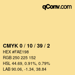 Color code: CMYK 0 / 10 / 39 / 2 | qconv.com