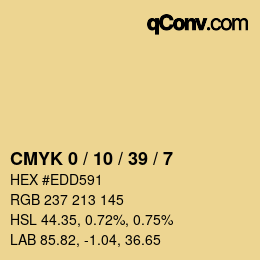 カラーコード: CMYK 0 / 10 / 39 / 7 | qconv.com
