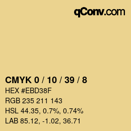 Color code: CMYK 0 / 10 / 39 / 8 | qconv.com