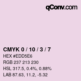 カラーコード: CMYK 0 / 10 / 3 / 7 | qconv.com