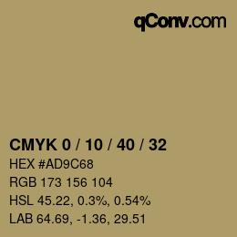 カラーコード: CMYK 0 / 10 / 40 / 32 | qconv.com