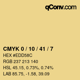 カラーコード: CMYK 0 / 10 / 41 / 7 | qconv.com