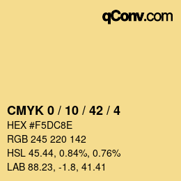 Color code: CMYK 0 / 10 / 42 / 4 | qconv.com